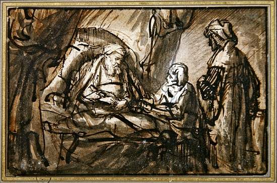 The Benediction of Isaac (pen & ink and wash) from 