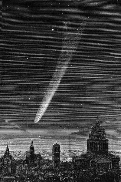 The great comet seen in Paris October 17, 1882, engraving by P. Fouche from 