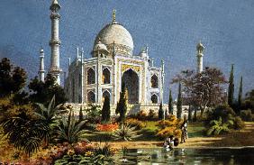 The Taj Mahal in Agra marble mausoleum built in 1632 - 1644 by moghul emperor Shah Jahan for his dea