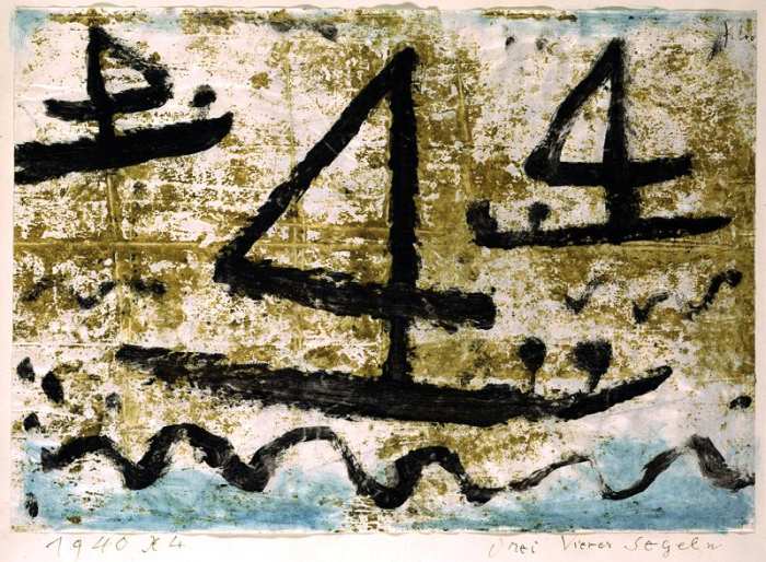 Three fours Sailing, 1940 (no 44) (wax paint and w/c on paper on cardboard)  from 