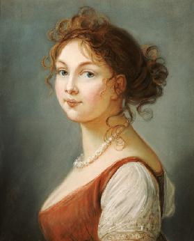 Portrait Of Louisa, Queen Of Prussia (1776-1810), Bust Length In A Terracotta Dress With White Sleev