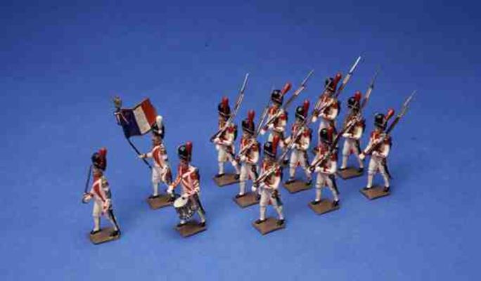 Twelve French Marching Soldiers (painted lead) from 