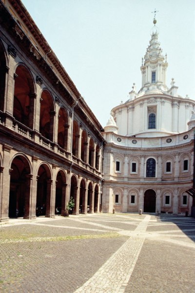 View of the facade and the court designed by Francesco Borromini (1599-1667) (photo) from 