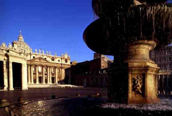 View of the Basilica and one of the fountains (photo) from 