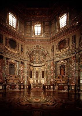View of the interior showing the altar flanked by the Medici tombs of Cosimo I (1519-74) and Ferdina from 