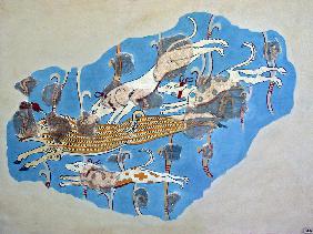 Wandmalerei aus dem jüngeren Palast von Tiryns