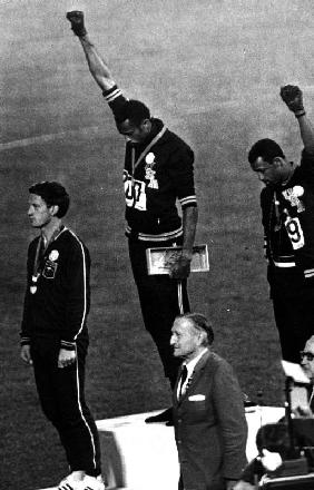 Winners of the Men's 200 Metres on the Podium, Olympic Games, Mexico City