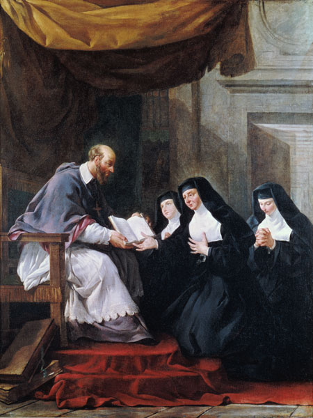 St. Francois de Sales (1567-1622) Giving the Rule of the Visitation to St. Jeanne de Chantal (1572-1 from Noël Hallé