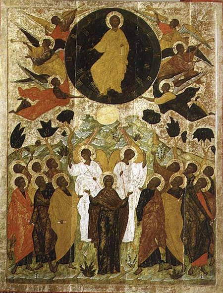 The Ascension of Our Lord, Russian icon from the Malo-Kirillov Monastery, Novgorod School from Novgorod School