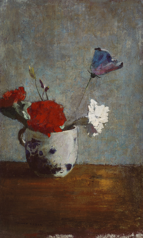 Pinks in a Chinese cup from Odilon Redon