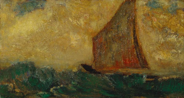 The Mystical Boat (oil on cradled panel) from Odilon Redon
