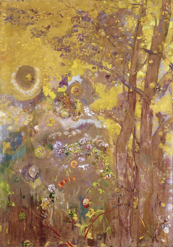 Trees on a yellow Background from Odilon Redon