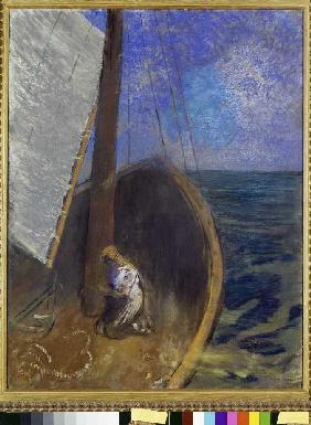 Woman in a fishing boat.