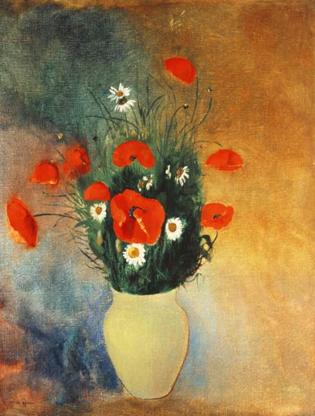 Vase with poppies and Margueriten from Odilon Redon