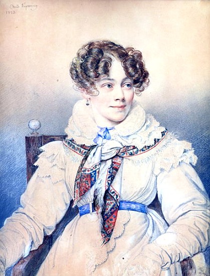 Portrait of Sophie Rostopchine (1799-1874) Countess of Segur, 1823 (colour pencil on paper) from Orest Adamovich Kiprensky