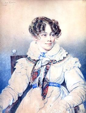 Portrait of Sophie Rostopchine (1799-1874) Countess of Segur, 1823 (colour pencil on paper)