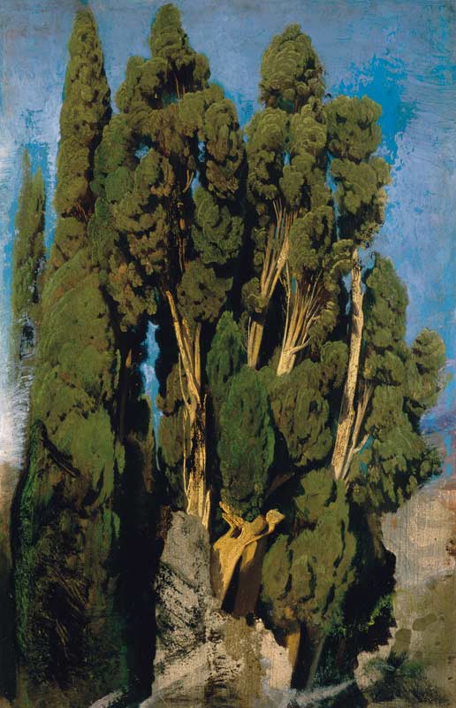 Zypressen im Park der Villa d'Este in Tivoli from Oswald Achenbach