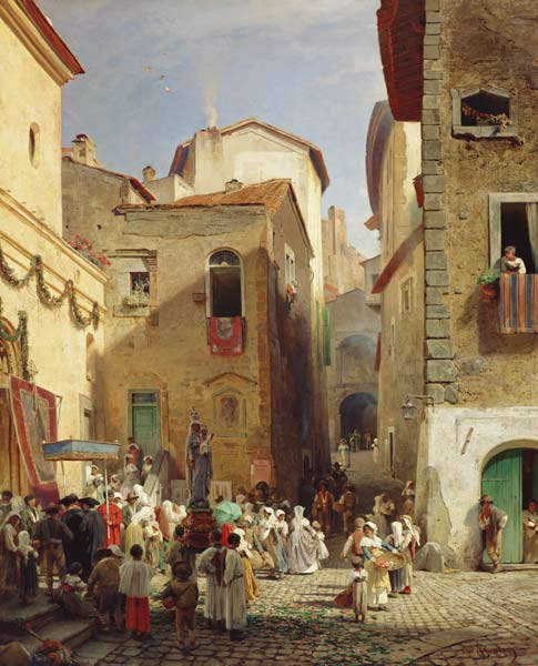 Festival of Our Lady at Gennazzano, Italy from Oswald Achenbach