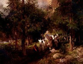 Procession in the larch woods. from Oswald Achenbach