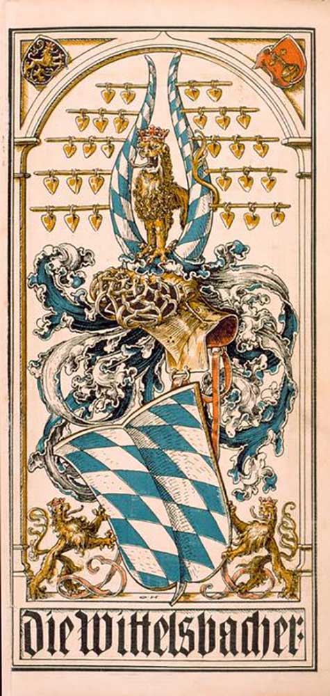 The root coat of arms of the German princely houses: The Wittelsbacher from Otto Hupp