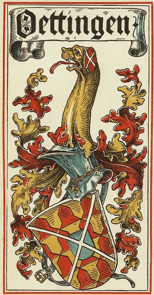 The family coat of arms of the German royal houses: Öttingen from Otto Hupp