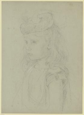 Brustbild eines Mädchens mit Hut, nach links