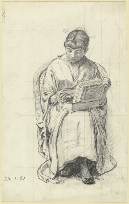 Sitzende Frau mit Schmuckkasten aus den "Maskierten" from Otto Scholderer
