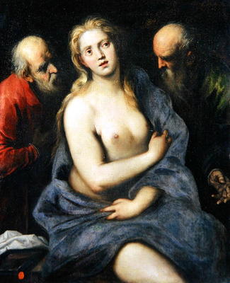 Susanna and the Elders (oil on canvas) from Palma Il Giovane