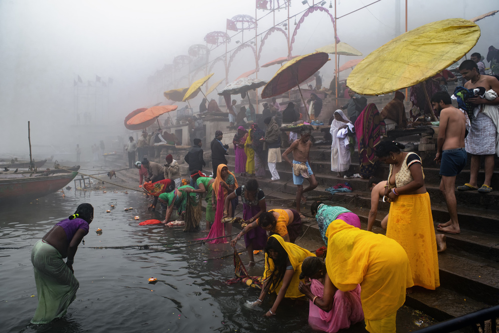 Holy Bath at Varanasi Ghat India from Partha Sarathi Dalal