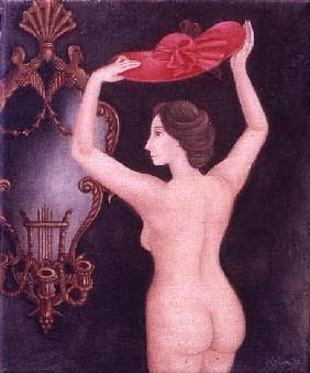 The Red Hat (oil on canvas) 