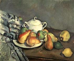 Still life with Sugarbowl, Pears and Tablecloth