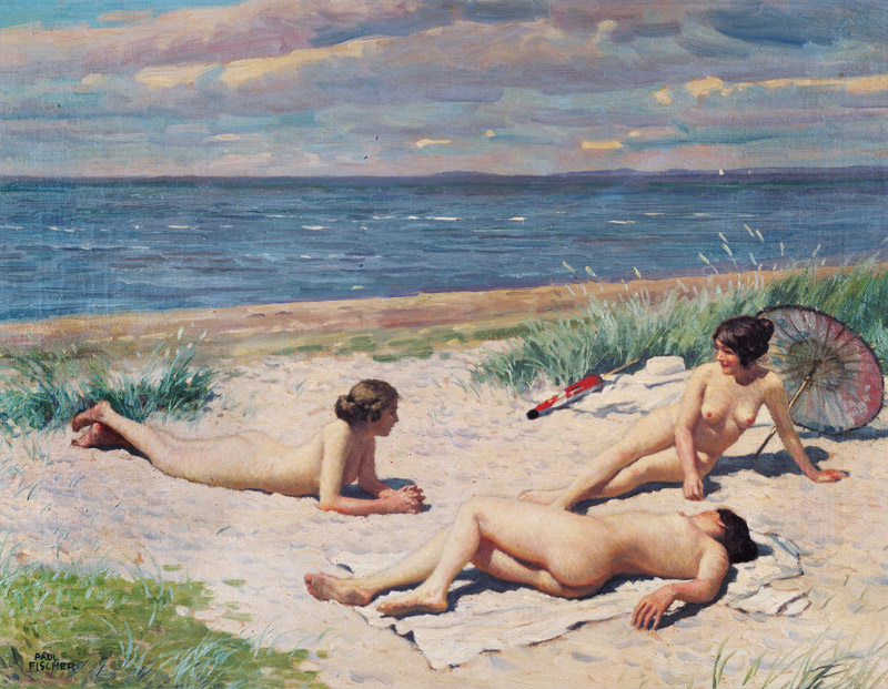 Nude bathers on the beach from Paul Fischer