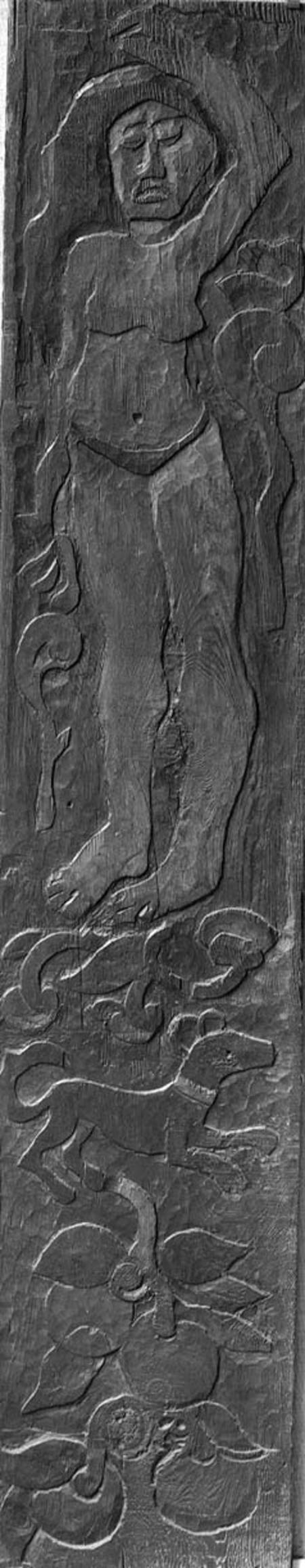 Carved vertical panel from the door frame of Gauguin's final residence in Atuona on Hiva Oa (Marques from Paul Gauguin