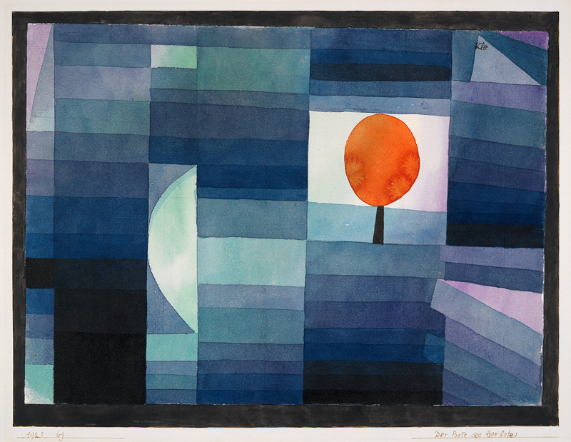 Der Bote des Herbstes (grün/violette Stufung mit orange Akzent) from Paul Klee
