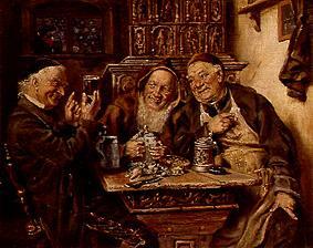 Three happy boozers in an old German room from Paul Martin