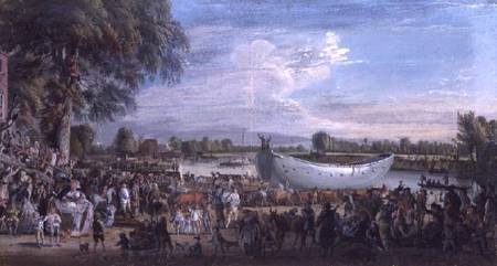 The Chinese Junk being removed from the Thames from Paul Sandby