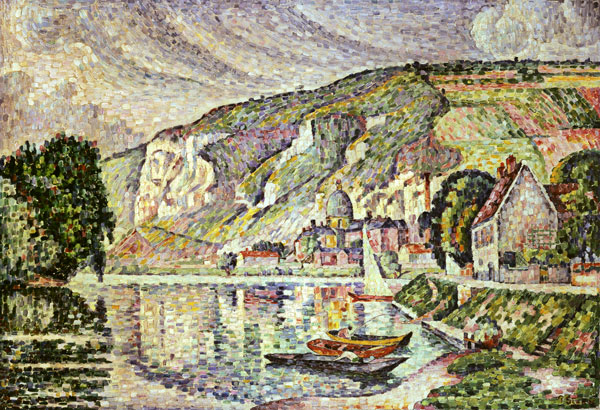 Fishing boats on his in Petits -- Andelys. from Paul Signac
