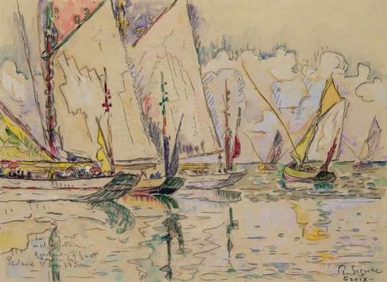 Departure of tuna boats at Groix (w/c on paper) from Paul Signac