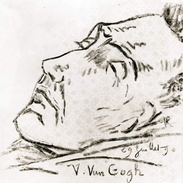 Portrait of Vincent Van Gogh (1853-90) on his deathbed, 29 July 1890 from Paul (Paul Van Ryssel) Gachet