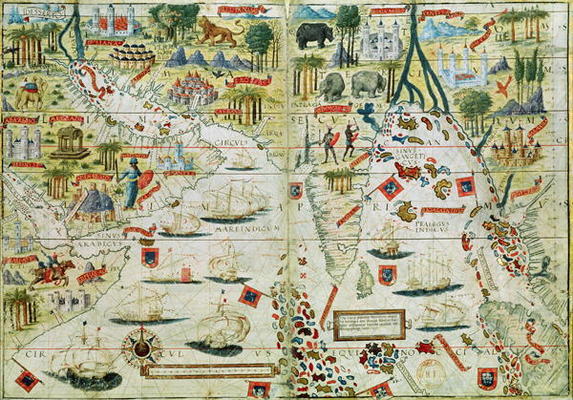 Arabia and India, from the 'Miller Atlas', c.1519 from Pedro Reinel