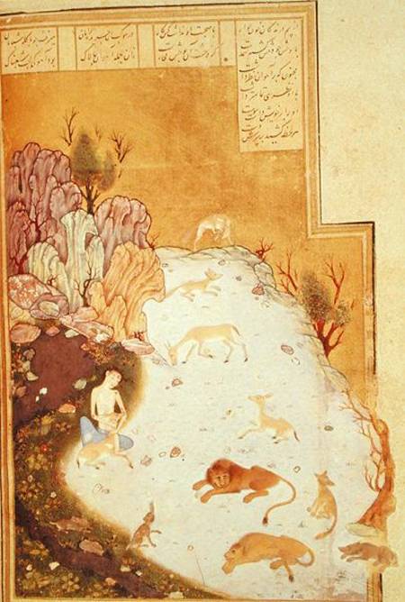 Or 2590 Majnun in the Desert, from the story of 'Layla and Majnun' by Nizami from Persian School