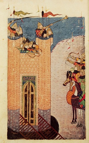Ms 7926 206 f.149 Mongols besieging a citadel, c.1252-60 from Persian School