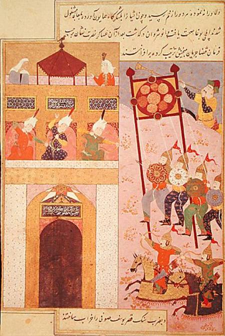 Tamerlane (1336-1405) Besieging Urganj, from the Zafarnama of Shaval ad-Din, copied by Murshid al At from Persian School