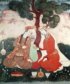 Scene galante from the era of Shah Abbas I, 1585-1627 (detail)