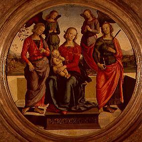 Madonna surrounded of angels and saints sitting enthroned from Perugino (eigentl. Pierto di Cristoforo Vanucci)