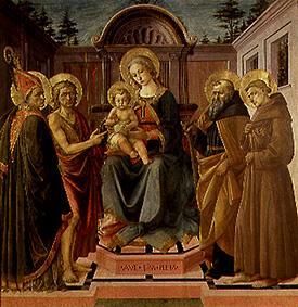 Maria with the child surrounds. of the hll. Zeno, Johannes d.T., Antonius Abbas and Franziskus from Pesellino Francesco di Stefano