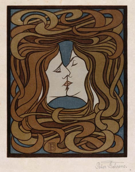 The kiss. Woodcut. from Peter Behrens