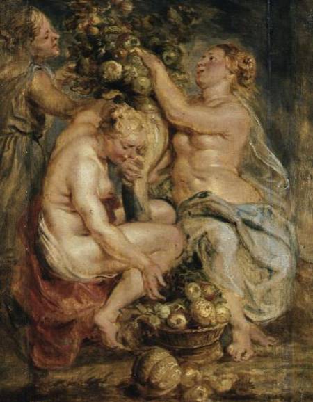 Ceres and Two Nymphs with a Cornucopia (panel) from Peter Paul Rubens