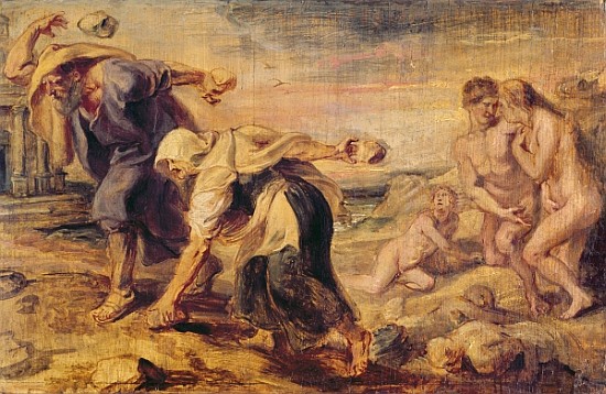 Deucalion and Pyrrha Repeople the World by Throwing Stones Behind Them, c.1636 from Peter Paul Rubens