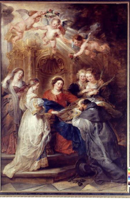 St. Ildefonso Altarpiece, central panel depicting the Virgin Mary Presenting a Liturgical Robe to St from Peter Paul Rubens